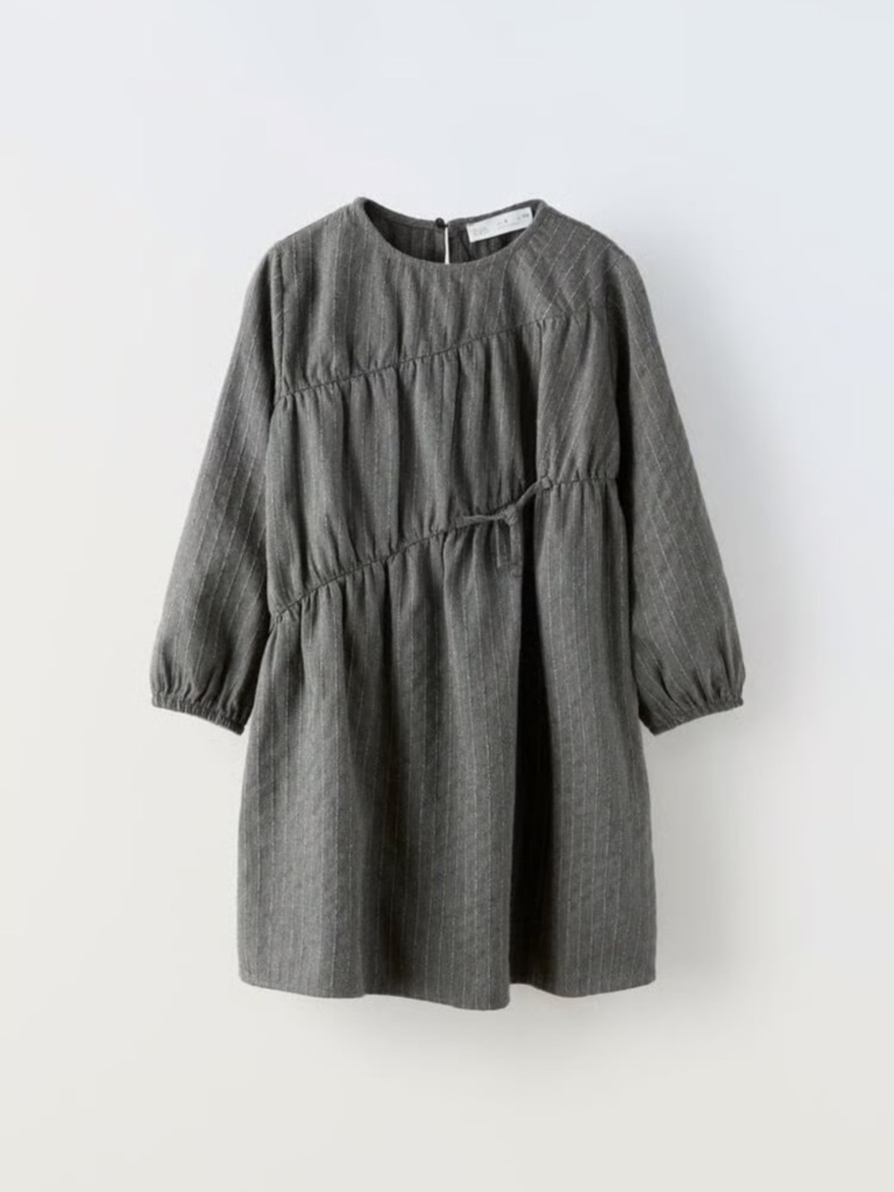 ZARA Grey Pinstripe Long-Sleeve Dress